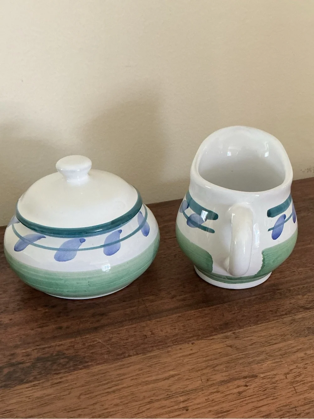 Hand-Painted Caleca Cream & Sugar Italy